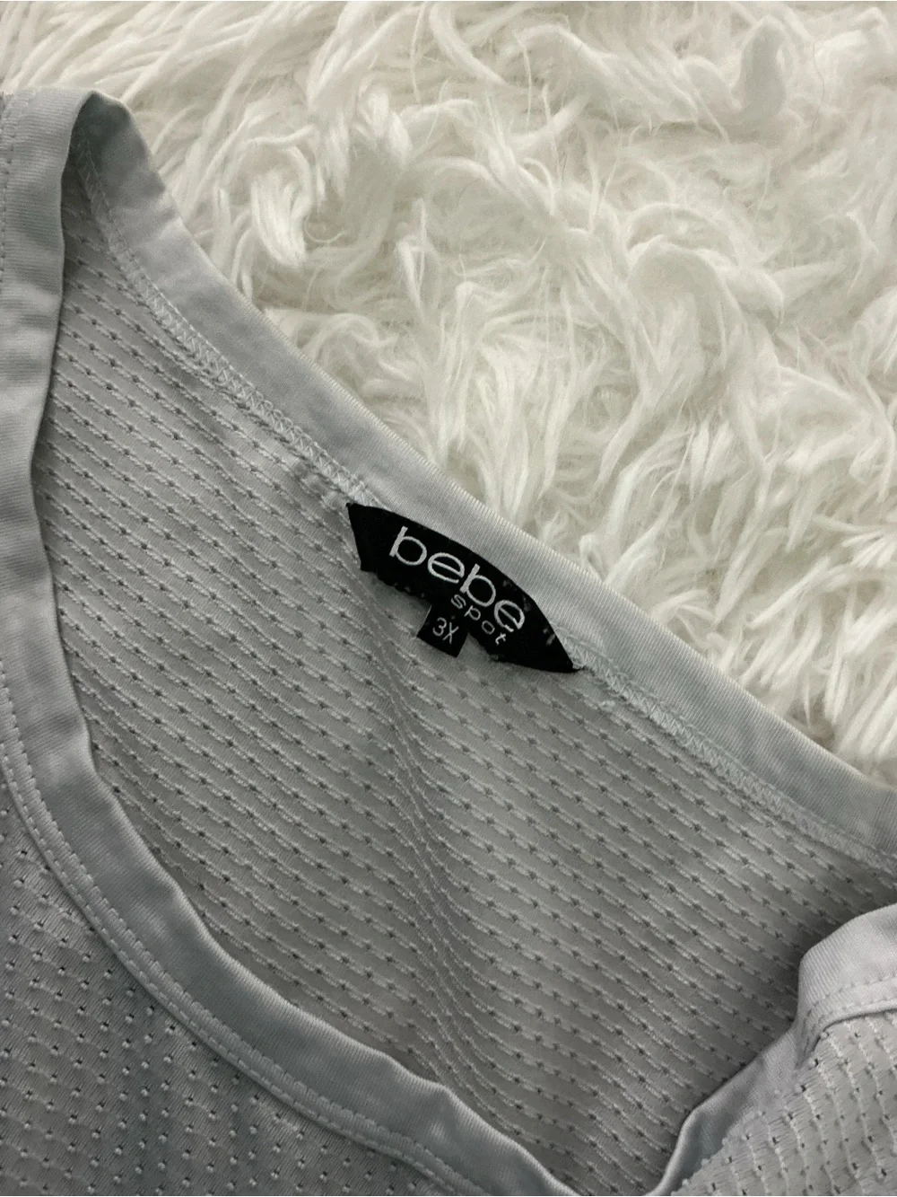 Bebe Sport 3X Gray Textured Logo Tee Oversized Athleisure Top Plus Size - Picture 7 of 12